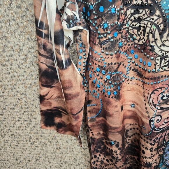 Chicos Top Womens 2‎ US Large Blue Embellished Scoop Neck Tee Casual Ladies - Picture 3 of 7